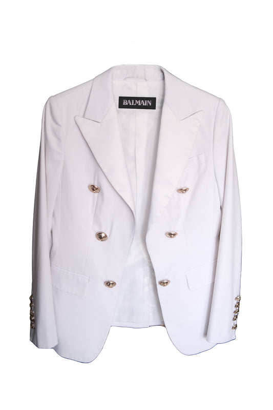 BALMAIN BLAZER CRUZADO BLANCO