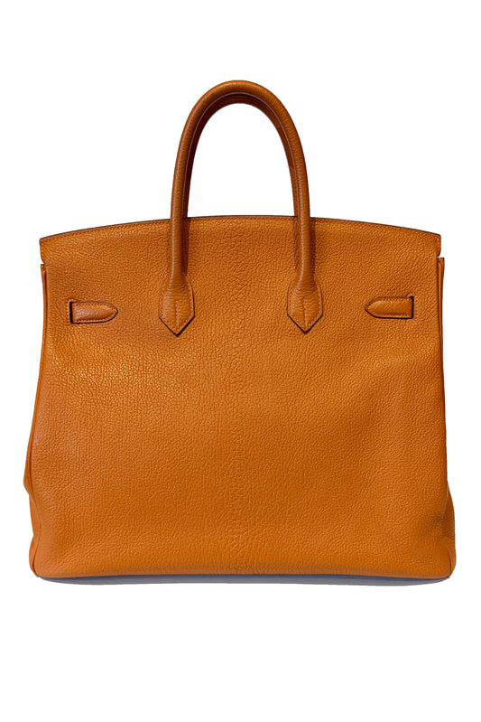 HERMÈS BIRKIN HAC 36 ORANGE CHEVRE MYZORE GOATSKIN (PHW) - SELLO SQUARE K