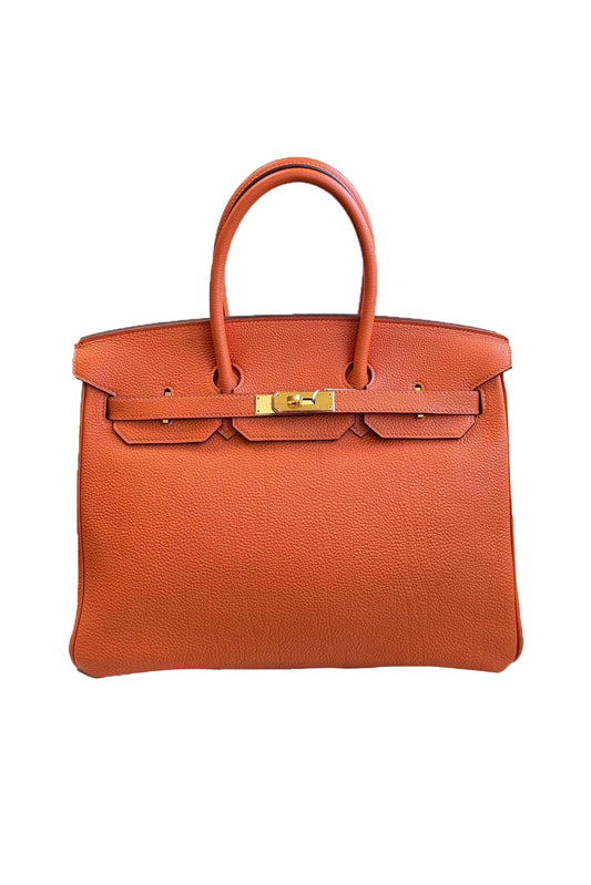 HERMÈS BIRKIN 35 TOGO NARANJA GHW - STAMP SQUARE M
