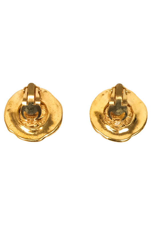 PENDIENTES CHANEL VINTAGE ROUND CC CLIP-ON EARRINGS EN BAÑO DORADO - COLECCIÓN 93P