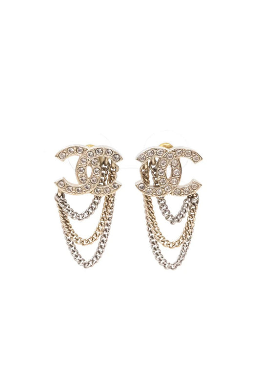 CHANEL CC CRYSTAL CHAIN DROP EARRINGS - (COLECCIÓN 21B)