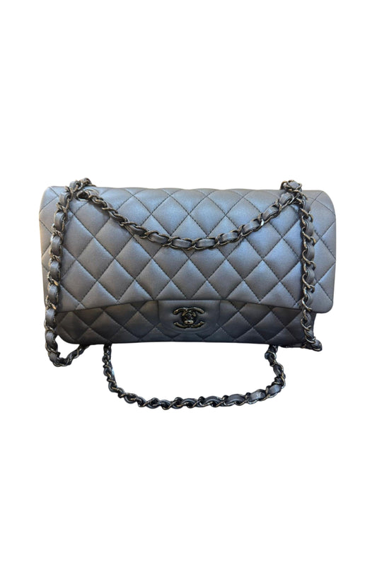 CHANEL CLASSIC FLAP BAG METALLIC NUBUCK MEDIUM
