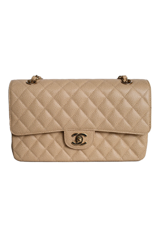 BOLSO CHANEL CLASSIC DOUBLE FLAP MEDIUM CAVIAR BEIGE