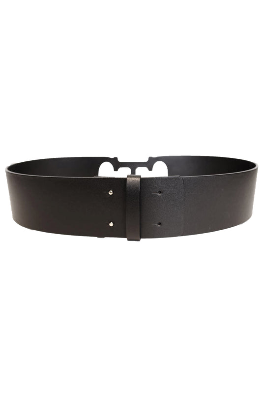CINTURÓN CAROLINA HERRERA DOMA INSIGNIA BELT NEGRO - FAJÍN TROQUELADO