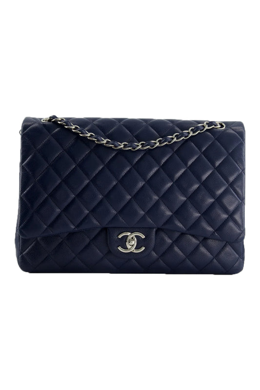 CHANEL CAVIAR QUILTED MAXI DOUBLE FLAP AZUL NAVY
