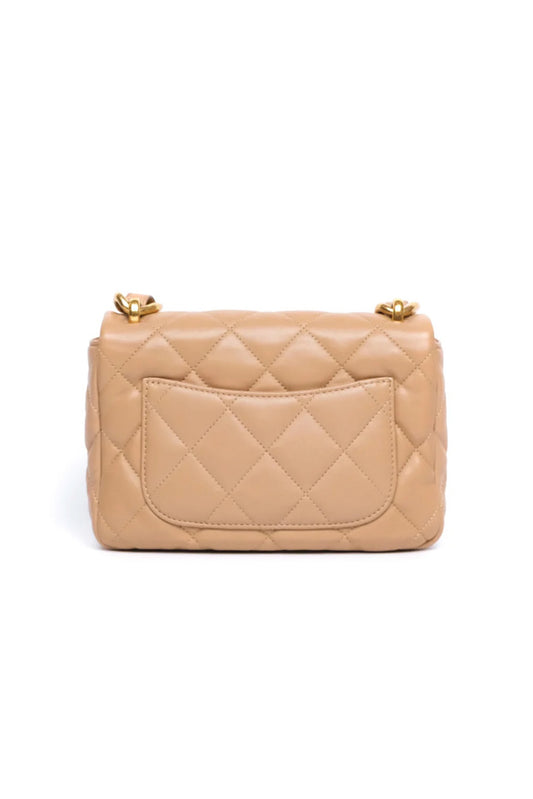 CHANEL SMALL CHUNKY CHAIN FLAP BAG BEIGE (22S)