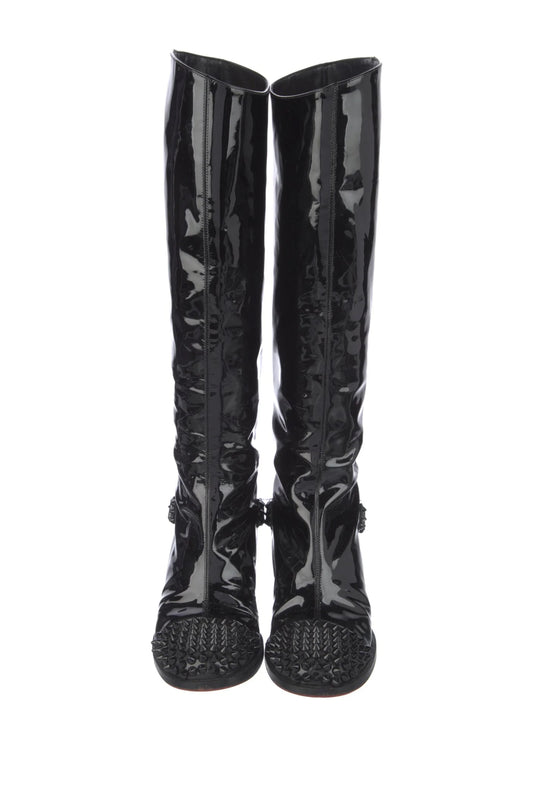 CHRISTIAN LOUBOUTIN SPIKED RIDING BOOTS CHAROL NEGRO