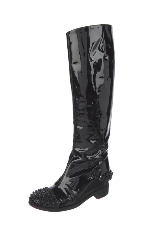 CHRISTIAN LOUBOUTIN SPIKED RIDING BOOTS CHAROL NEGRO