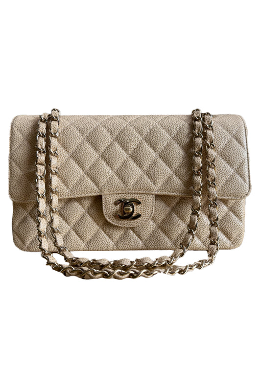 BOLSO CHANEL CLASSIC DOUBLE FLAP MEDIUM CAVIAR BEIGE