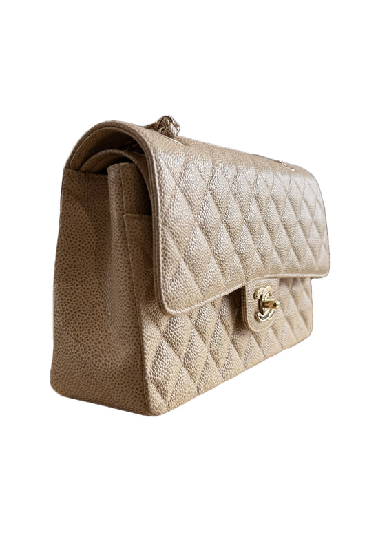 BOLSO CHANEL CLASSIC DOUBLE FLAP MEDIUM CAVIAR BEIGE