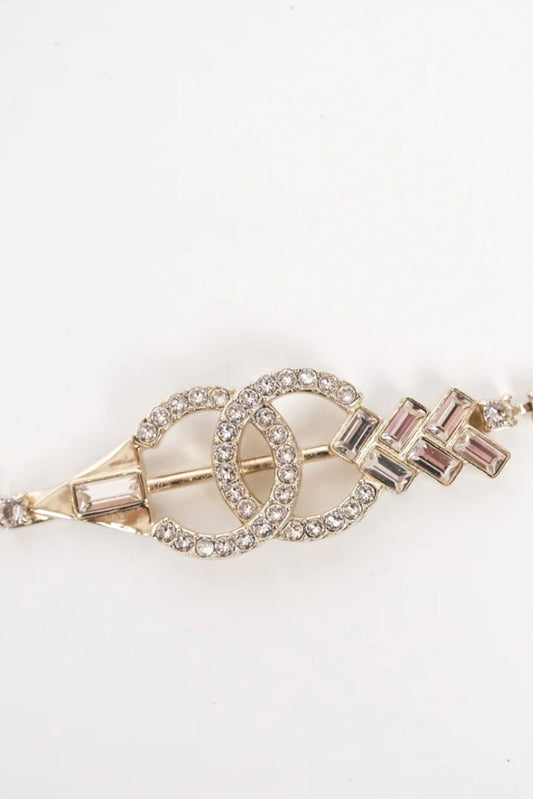 CINTURÓN CHANEL CC DE CADENA CON CRISTALES DORADO - (COLECCIÓN 23C)