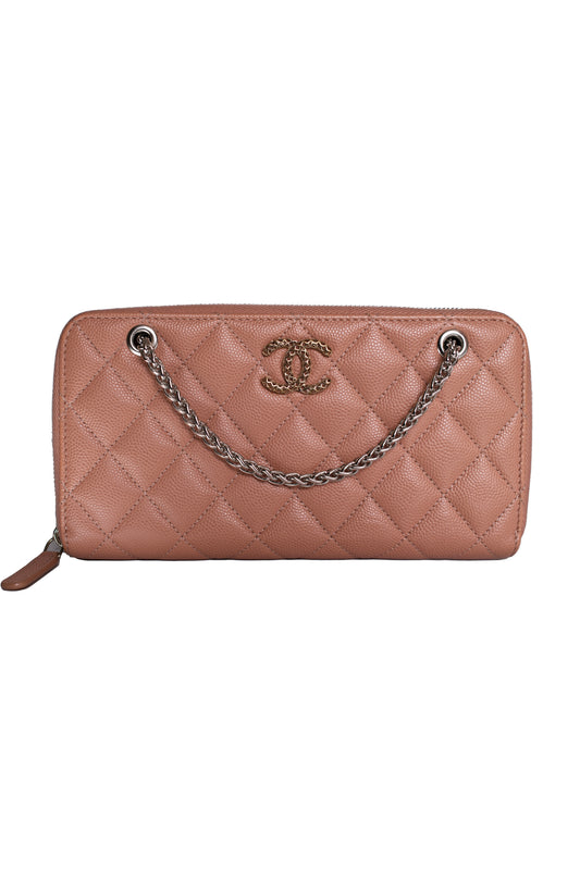 CHANEL WALLET ON CHAIN RE-WORKED PEACH CAVIAR