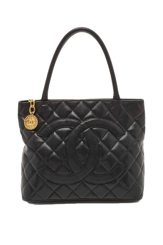 BOLSO CHANEL MEDALLION CC TOTE CAVIAR NEGRO - (GHW)