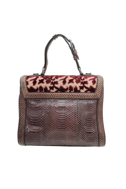 DOLCE & GABBANA MONICA MULTICOLOR PYTHON & BROCADE BAG