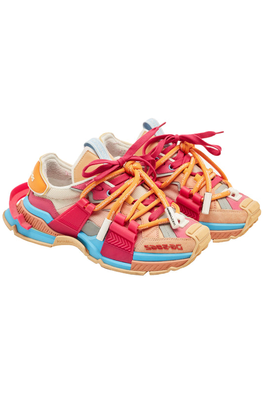 DOLCE & GABBANA MULTICOLOR LEATHER AND CANVAS SPACE SNEAKERS