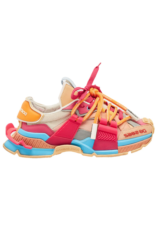 DOLCE & GABBANA MULTICOLOR LEATHER AND CANVAS SPACE SNEAKERS