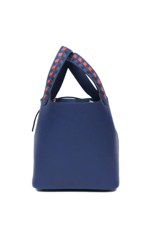HERMÈS PICOTIN LOCK 18 TRESSAGE DE CUIR BLUE EPSOM STAMP Y