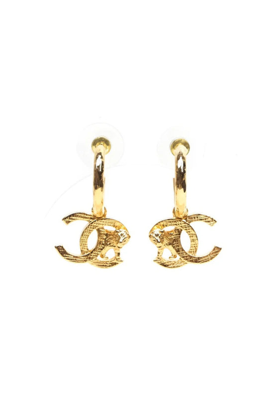 CHANEL LION CC HOOP EARRINGS GOLD 22A COLLECTION