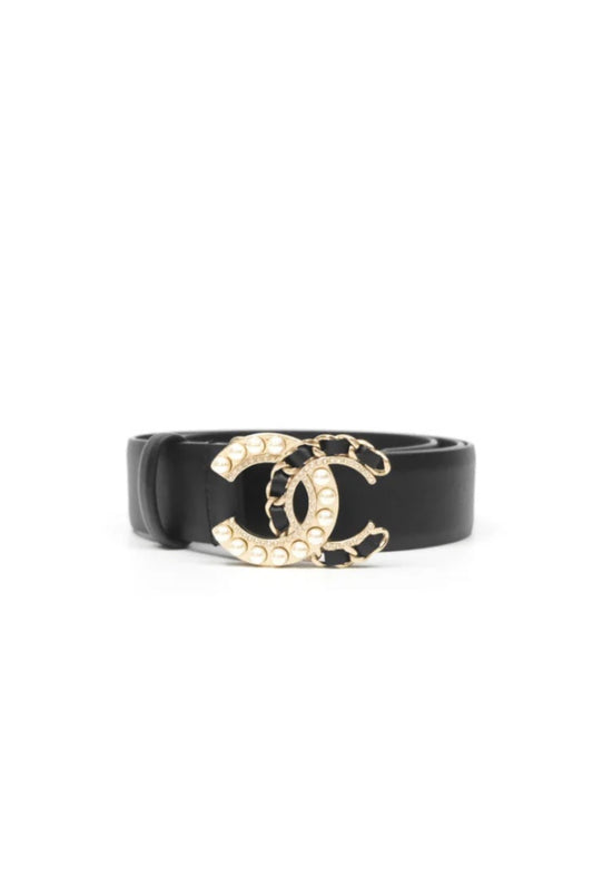 CHANEL BELT WITH CC LOGO PEARLS AND CRYSTALS