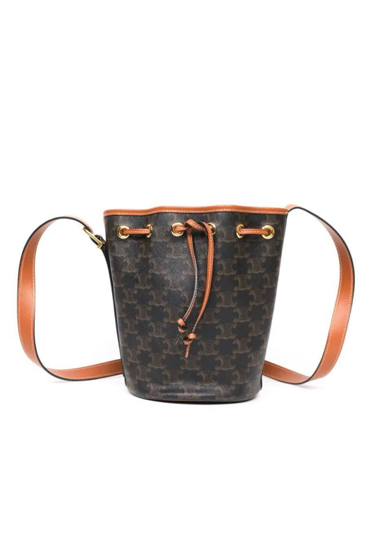 CELINE SMALL DRAWSTRING BUCKET BAG TRIOMPHE CANVAS