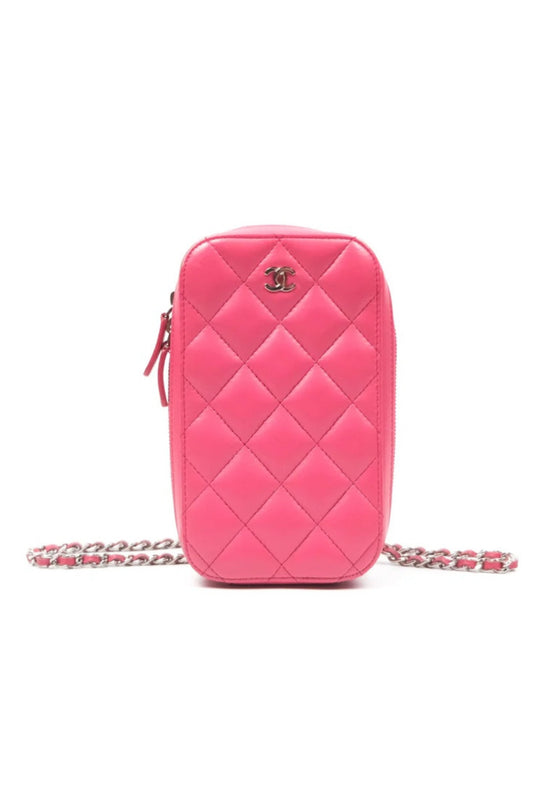 CHANEL QUILTED PHONE HOLDER PINK