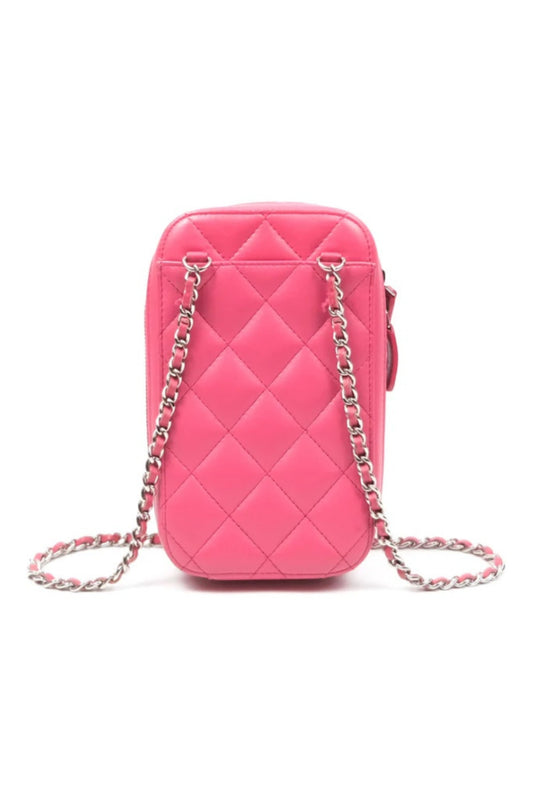 CHANEL QUILTED PHONE HOLDER PINK
