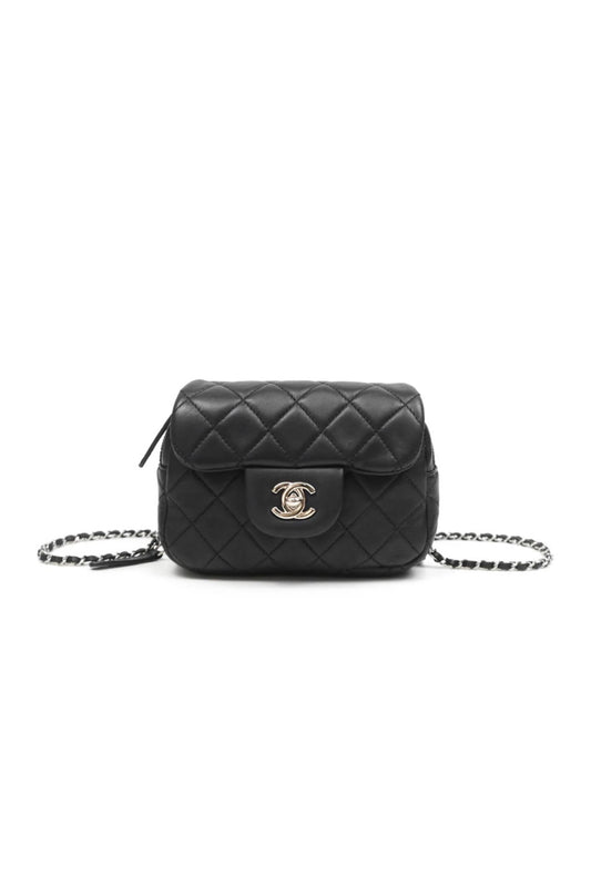 CHANEL MINI QUILTED DOUBLE POUCH BAG