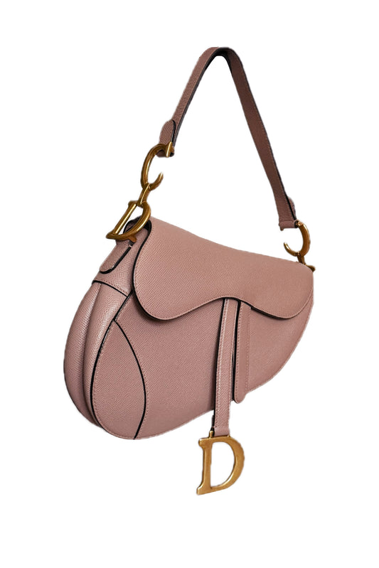 BOLSO DIOR SADDLE MEDIUM CALFSKIN BLUSH PINK - (GHW)