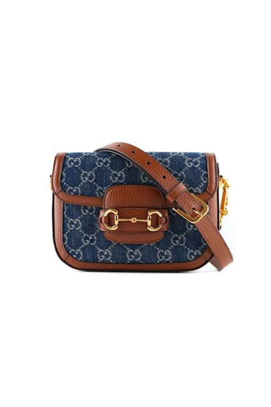 GUCCI HORSEBIT 1955 DEMIN CROSBODY BAG