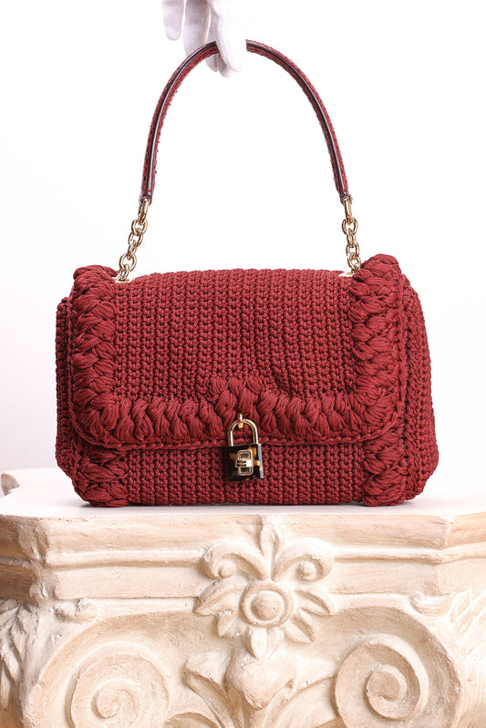 DOLCE&GABBANA BAG JEWEL TONED LUSH CROCHET SNAKESKIN HANDLE