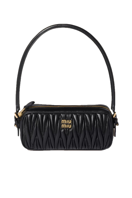 MIU MIU MATELASSÉ NAPPA LEATHER POUCH NEGRO