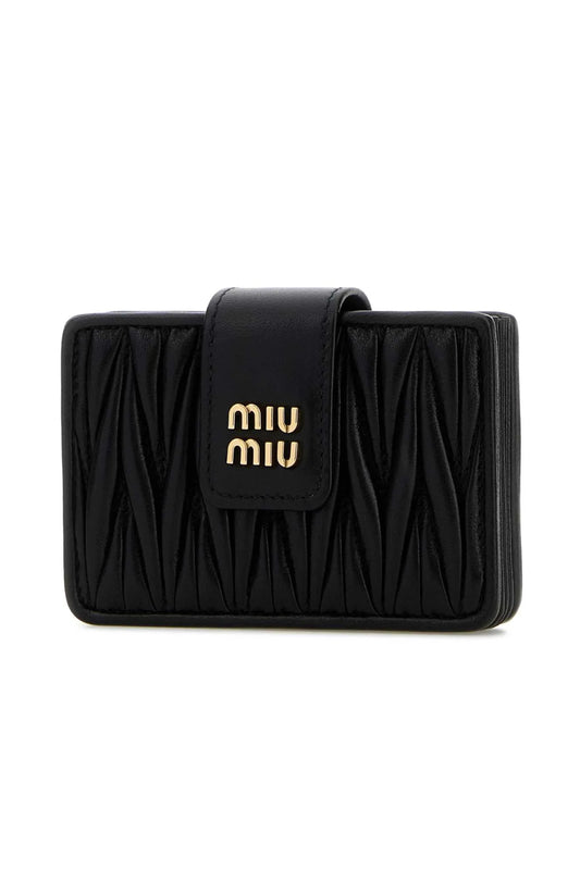 MIU MIU MATELASSÉ LEATHER CARD HOLDER NEGRO
