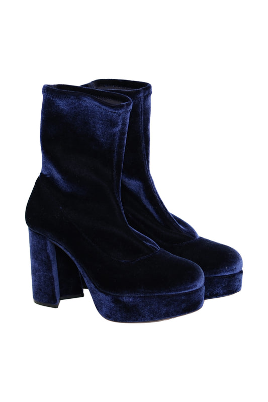 BOTINES DE PLATAFORMA MIU MIU TERCIOPELO AZUL MARINO