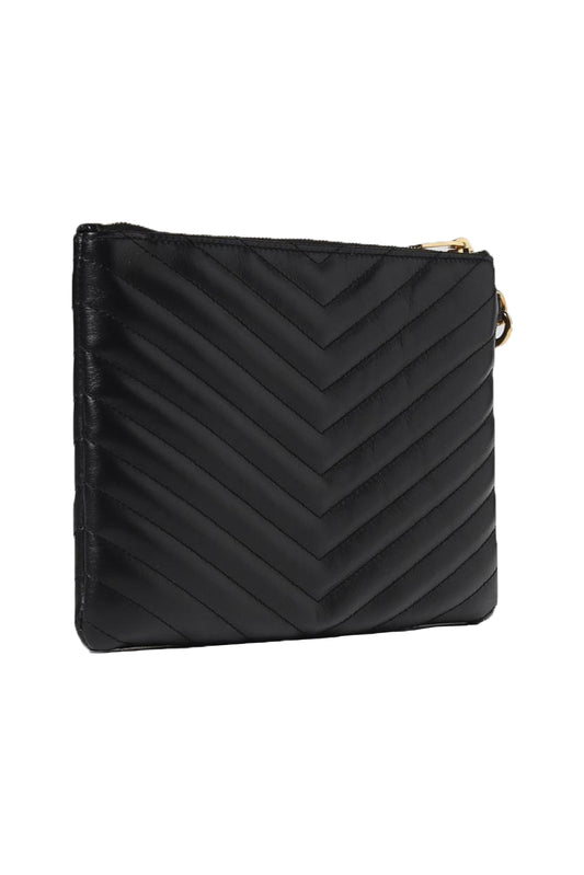 SAINT LAURENT CASSANDRE MATELASSÉ LEATHER CLUTCH NEGRO