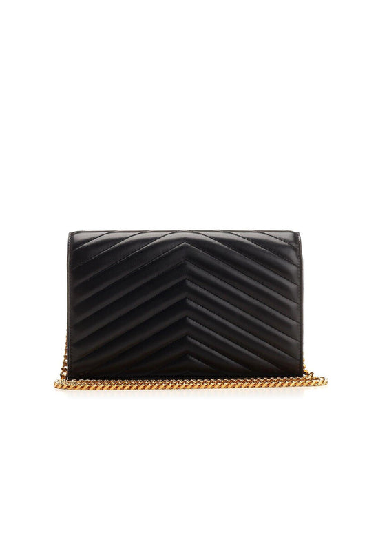 SAINT LAURENT CASSANDRE METALESSÉ CHAIN WALLET NEGRO