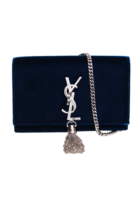 BOLSO SAINT LAURENT KATE TERCIOPELO AZUL REY