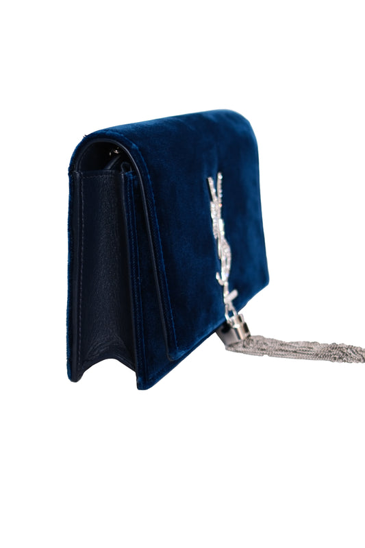 BOLSO SAINT LAURENT KATE TERCIOPELO AZUL REY