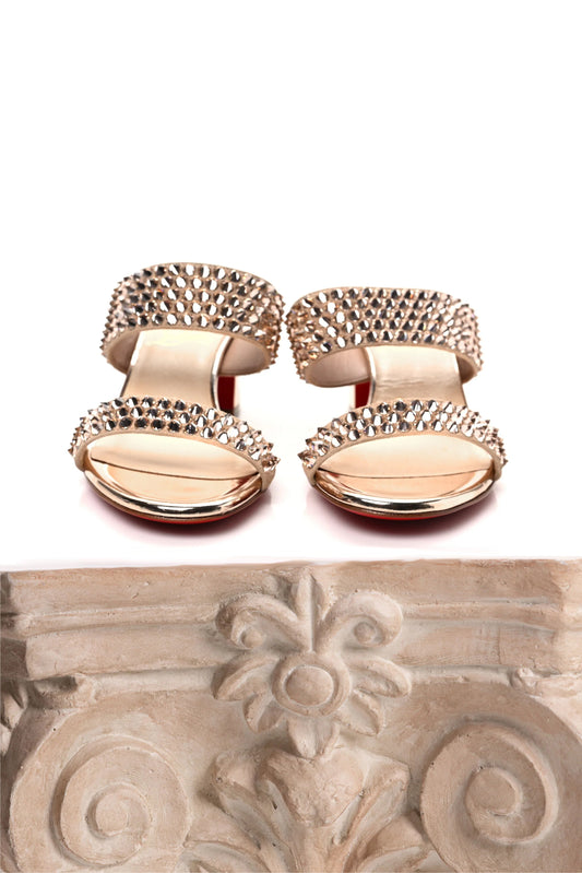 SANDALIAS CHRISTIAN LOUBOUTIN KRYSTAL FEVER VERSION 85 DORADO