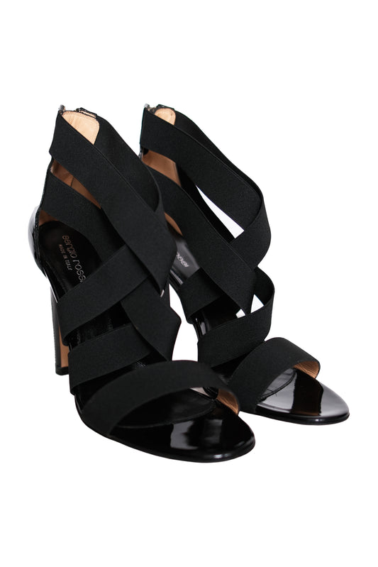 SANDALIAS TACÓN SERGIO ROSSI ELASTIC STRAPPY HIGH HEEL NEGRAS