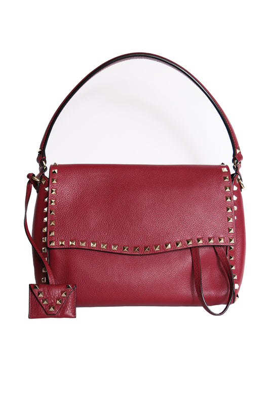 BOLSO VALENTINO GARAVANI ROCKSTUD 2WAY HOBO BAG MEDIANO ROJO