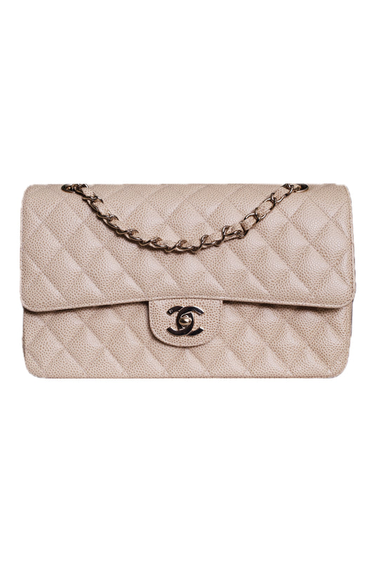 BOLSO CHANEL CLASSIC DOUBLE FLAP MEDIUM CAVIAR BEIGE