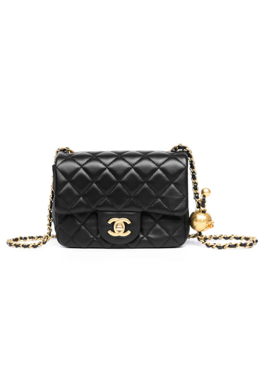 CHANEL PEARL CRUSH MINI SQUARE FLAP BAG NEGRO