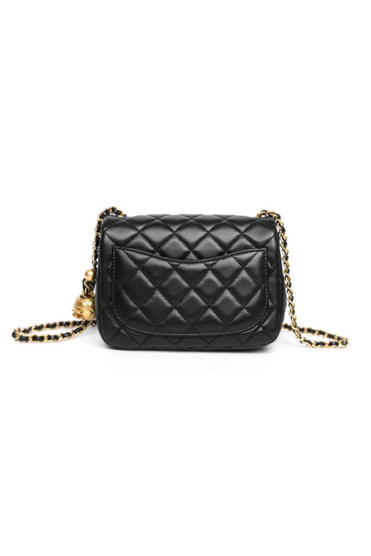 CHANEL PEARL CRUSH MINI SQUARE FLAP BAG NEGRO